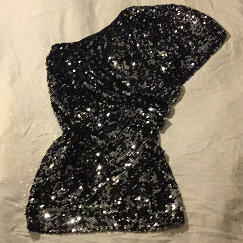 One shoulder homecoming sequins